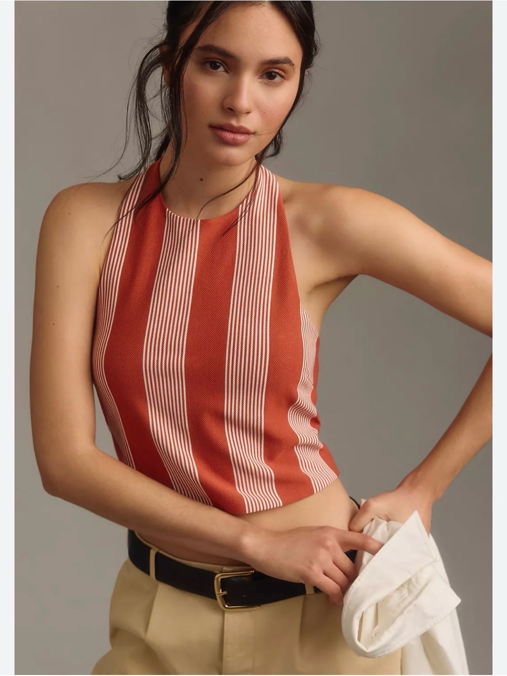 Anthropologie BISHOP + YOUNG BNWT new orange Striped Tank top size Medium